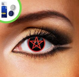 Red Pentagram Contact Lenses (Inc Solution & Case)
