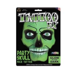 Tinsley Glow In The Dark Party Skull Face Tattoo