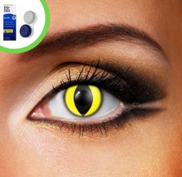 Yellow Cats Eye Contact Lenses (Inc Solution & Case)