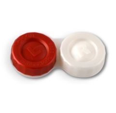 Red contact lens case.